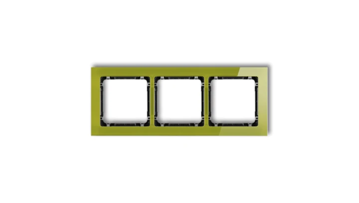 DECO Ramka potrójna - efekt szkła (ramka zielona spód czarny) zielony 2-12-DRS-3
