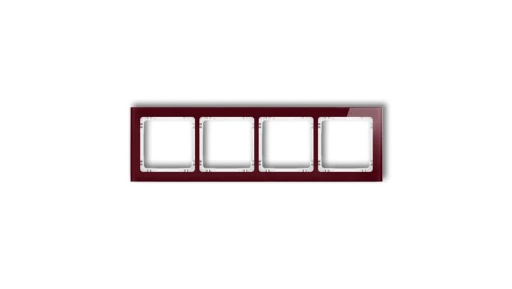 DECO Ramka poczwórna - efekt szkła (ramka: bordowa spód: biały) bordowy 14-0-DRS-4