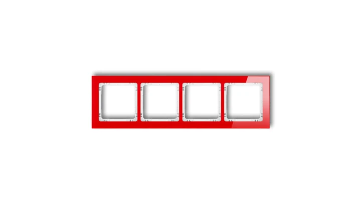 DECO Ramka poczwórna - efekt szkła (ramka: czerwona spód: biały) czerwony 17-0-DRS-4