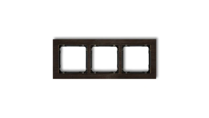 DECO Ramka potrójna - efekt drewna (ramka wenge spód czarny) efekt wenge DRD-3G
