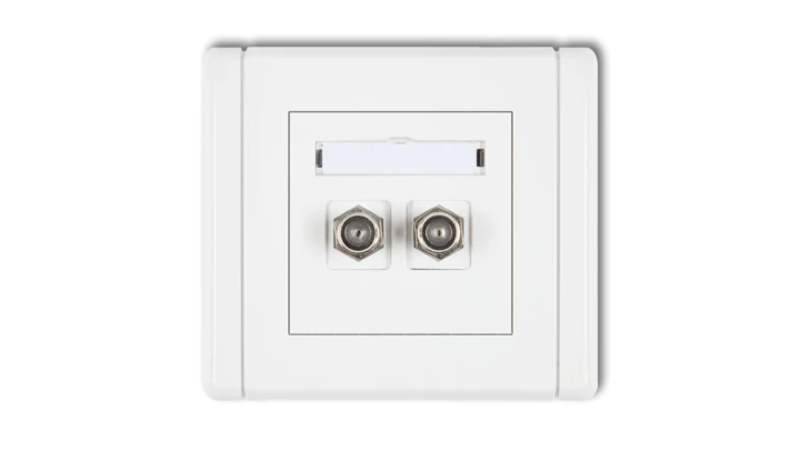 FLEXI Gniazdo antenowe podwójne typu F (SAT) pozłacane biały FGF-2.1