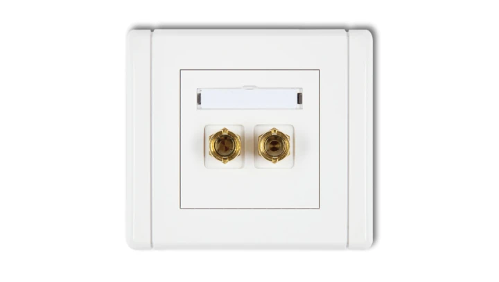 FLEXI Gniazdo głośnikowe pojedyncze (typu banan - czerwony i czarny, pozłacane, 4 mm2, skręcane) biały FGG-4