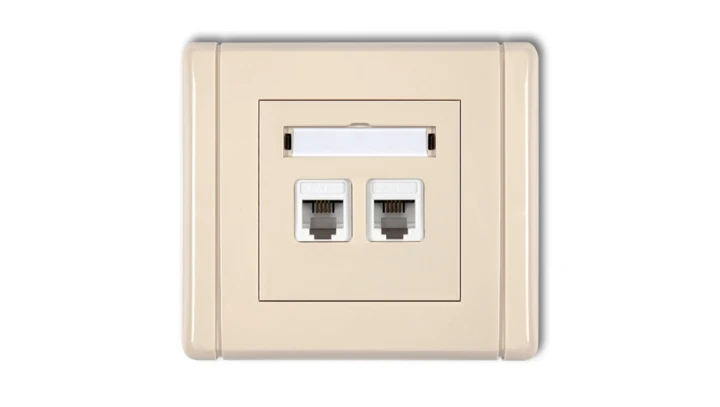 FLEXI Gniazdo telefoniczne podwójne 2xRJ11, 4-stykowe, beznarzędziowe beżowy 1FGT-2