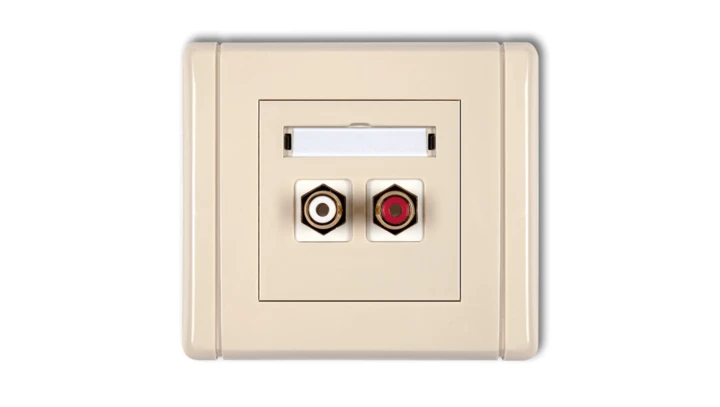 FLEXI Gniazdo podwójne RCA (typu cinch - biały i czerwony, pozłacane) beżowy 1FGRCA-2