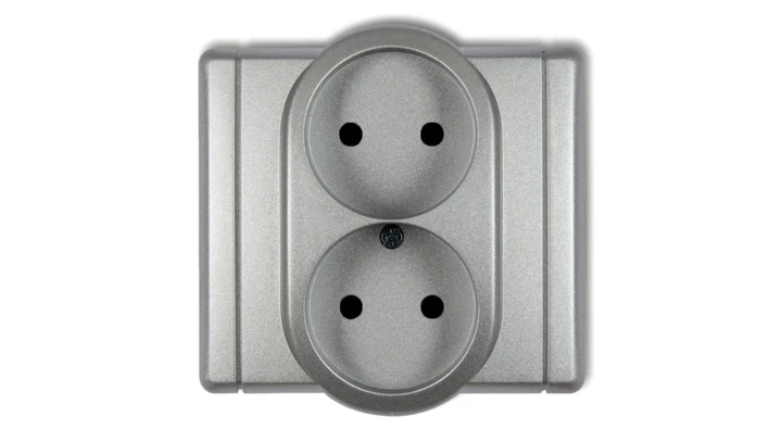 FLEXI Gniazdo podwójne b/u srebrny metalik 7FGP-2p