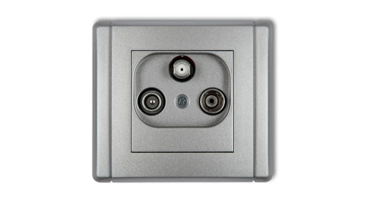 FLEXI Gniazdo antenowe RTV-SAT końcowe multimedialne (Internet) srebrny metalik 7FGM