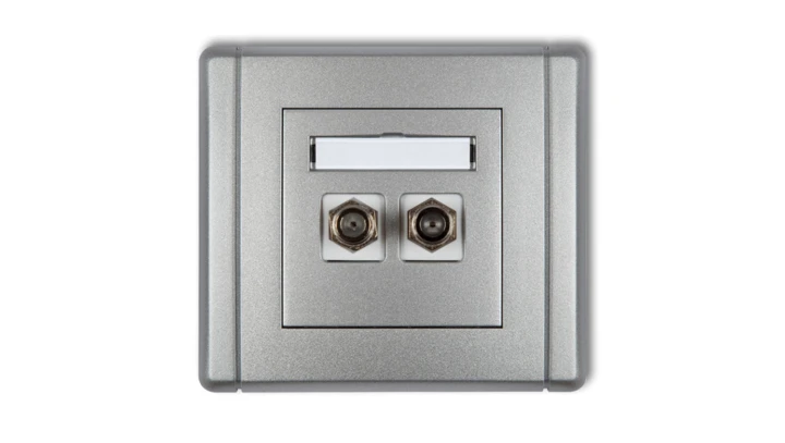 FLEXI Gniazdo antenowe podwójne typu F (SAT) pozłacane srebrny metalik 7FGF-2.1