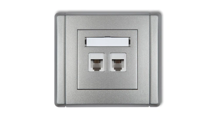 FLEXI Gniazdo telefoniczne podwójne 2xRJ11, 4-stykowe, beznarzędziowe srebrny metalik 7FGT-2