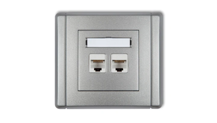 FLEXI Gniazdo komputerowe podwójne 2xRJ45, kat. 5e, 8-stykowe srebrny metalik 7FGK-2