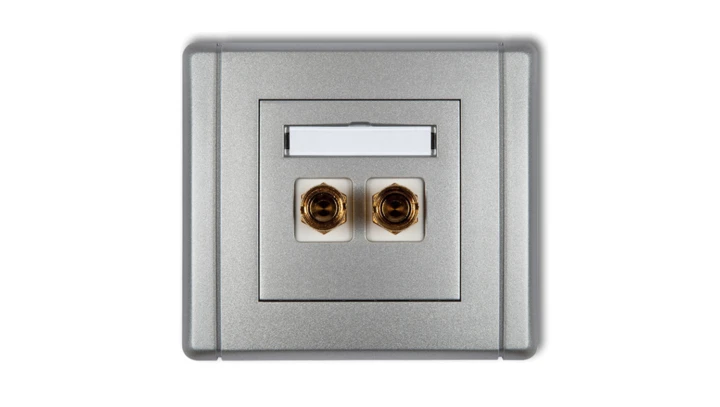 FLEXI Gniazdo głośnikowe pojedyncze (typu banan - czerwony i czarny, pozłacane, 4 mm2, skręcane) srebrny metalik 7FGG-4