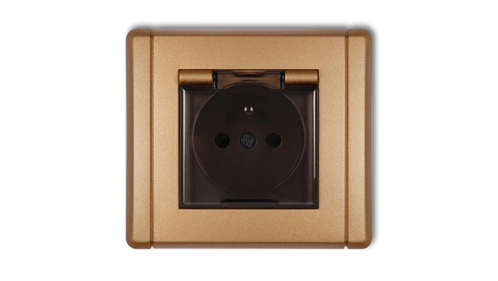 FLEXI Gniazdo bryzgoszczelne z/u (klapka dymna) złoty metalik 8FGPB-1zdp