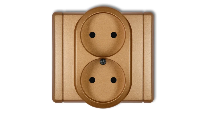 FLEXI Gniazdo podwójne b/u złoty metalik 8FGP-2p