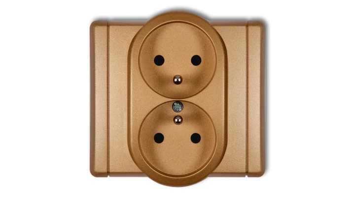 FLEXI Gniazdo podwójne z/u złoty metalik 8FGP-2zp