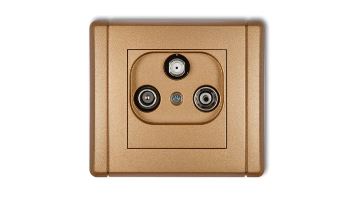 FLEXI Gniazdo antenowe RTV-SAT przelotowe 10dB złoty metalik 8FGSP