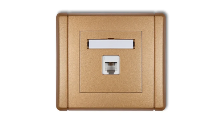 FLEXI Gniazdo telefoniczne pojedyncze 1xRJ11, 4-stykowe, beznarzędziowe złoty metalik 8FGT-1
