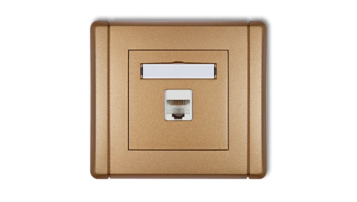 FLEXI Gniazdo komputerowe pojedyncze 1xRJ45, kat. 5e, ekranowane, 8-stykowe złoty metalik 8FGK-1e