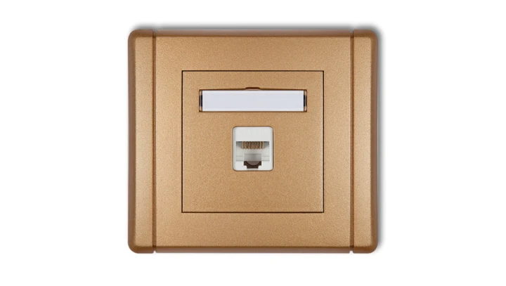 FLEXI Gniazdo komputerowe pojedyncze 1xRJ45, kat. 6, 8-stykowe złoty metalik 8FGK-3