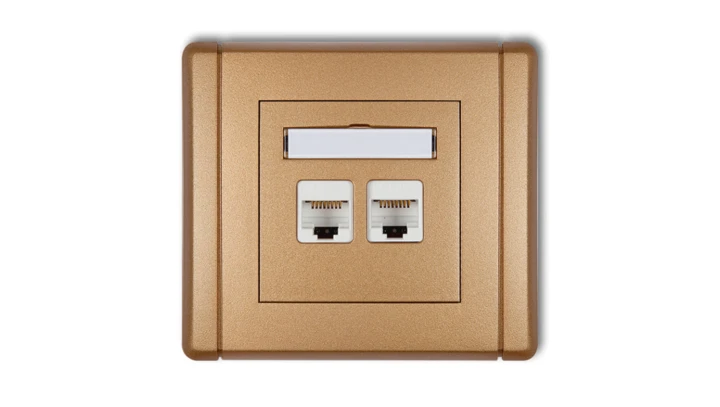 FLEXI Gniazdo komputerowe podwójne 2xRJ45, kat. 6, 8-stykowe złoty metalik 8FGK-4