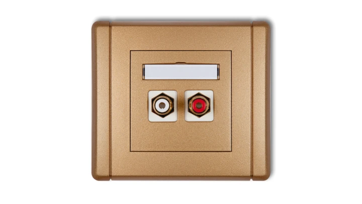 FLEXI Gniazdo podwójne RCA (typu cinch - biały i czerwony, pozłacane) złoty metalik 8FGRCA-2