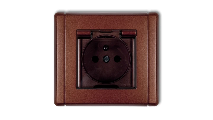 FLEXI Gniazdo bryzgoszczelne z/u (klapka dymna) brązowy metalik 9FGPB-1zdp