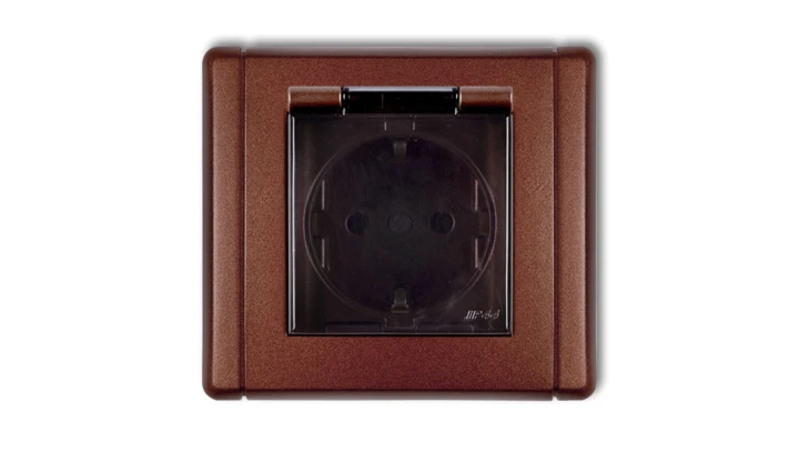 FLEXI Gniazdo bryzgoszczelne z/u SCHUKO (klapka dymna) brązowy metalik 9FGPB-1sdp