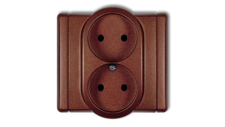 FLEXI Gniazdo podwójne b/u brązowy metalik 9FGP-2p