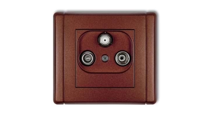 FLEXI Gniazdo antenowe RTV-SAT przelotowe 10dB brązowy metalik 9FGSP