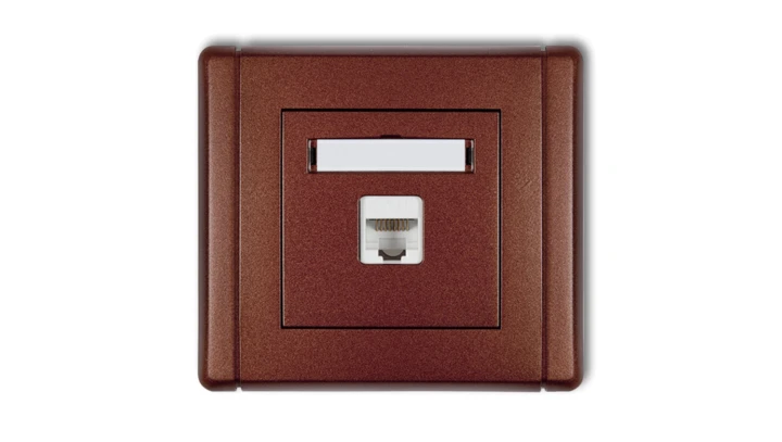 FLEXI Gniazdo komputerowe pojedyncze 1xRJ45, kat. 5e, 8-stykowe brązowy metalik 9FGK-1