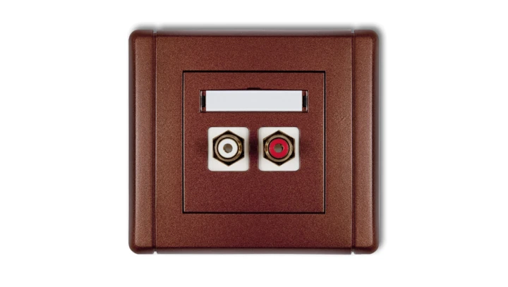 FLEXI Gniazdo podwójne RCA (typu cinch - biały i czerwony, pozłacane) brązowy metalik 9FGRCA-2