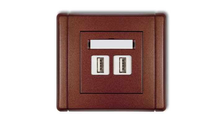 FLEXI Gniazdo podwójne 2xUSB-AA brązowy metalik 9FGUSB-2