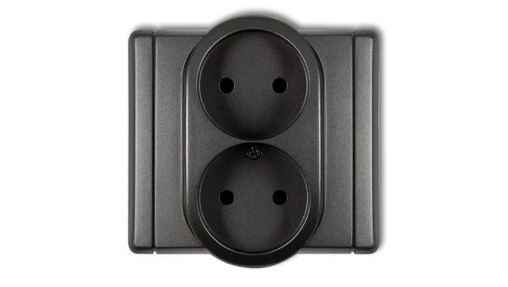 FLEXI Gniazdo podwójne b/u grafitowy 11FGP-2p