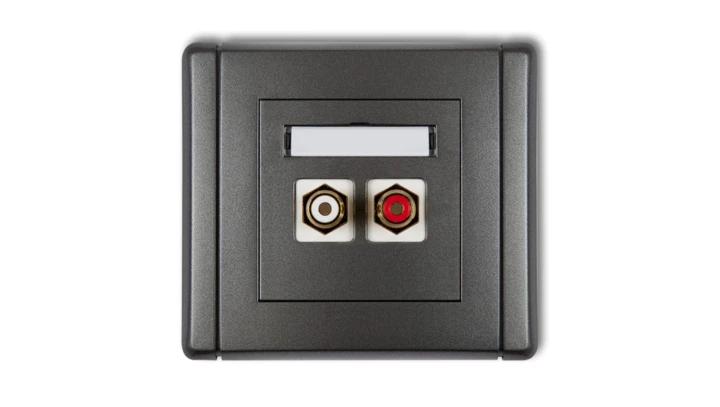 FLEXI Gniazdo podwójne RCA (typu cinch - biały i czerwony, pozłacane) grafitowy 11FGRCA-2