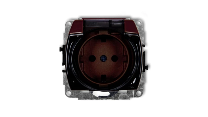 TREND Gniazdo bryzgoszczelne z/u SCHUKO (klapka dymna) brązowy 4GPB-1sdp