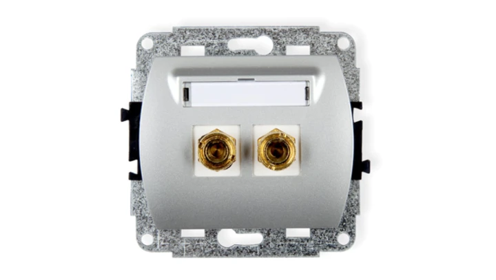 TREND Gniazdo głośnikowe pojedyncze (typu banan - czerwony i czarny, pozłacany, 4 mm2, do lutowania) srebrny 5GG-3