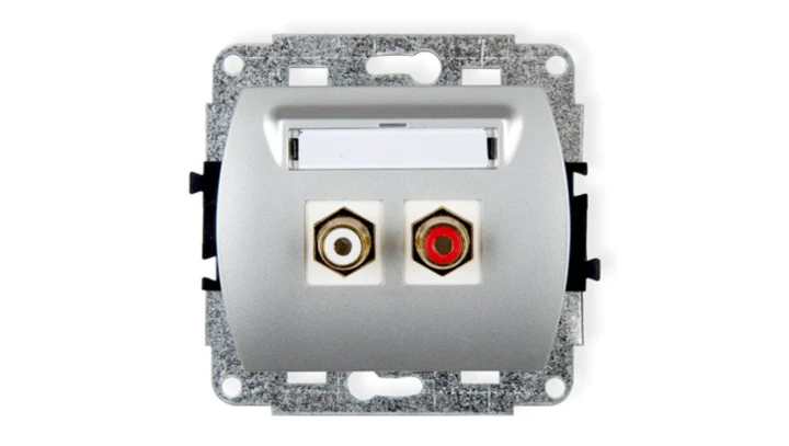 TREND Gniazdo podwójne RCA (typu cinch - biały i czerwony, pozłacany) srebrny 5GRCA-2