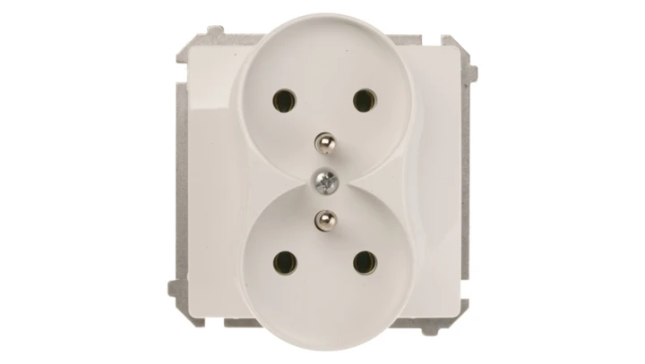 Simon Basic Gniazdo podwójne z/u 16A IP20 białe BMGZ2M.01/11