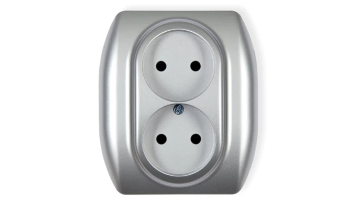 TREND Gniazdo podwójne b/u srebrny 5GP-2p