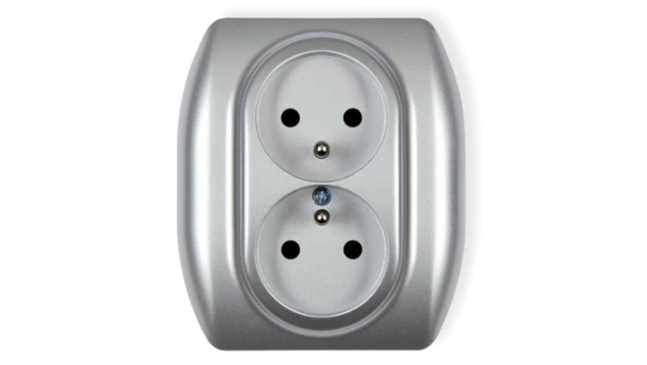 TREND Gniazdo podwójne z/u srebrny 5GP-2zp