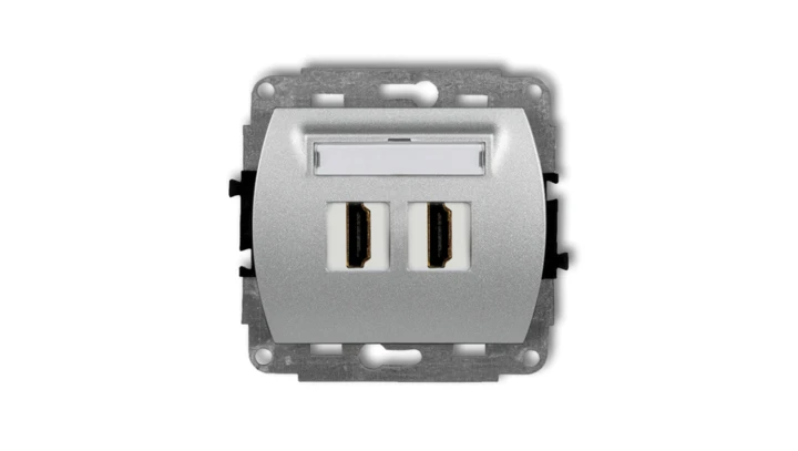 TREND Gniazdo podwójne HDMI srebrny metalik 7HDMI-2