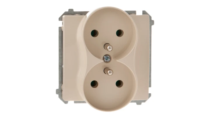 Simon Basic Gniazdo podwójne z/u 16A IP20 beżowe BMGZ2M.01/12
