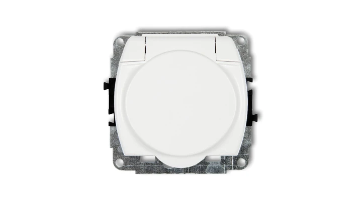 TREND Gniazdo bryzgoszczelne z/u (klapka biała) biały GPB-1zp