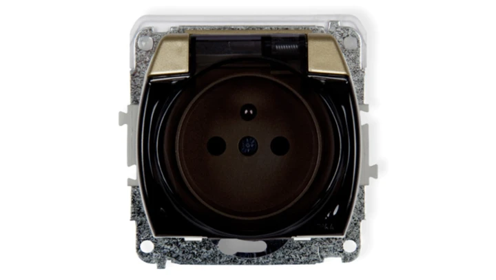 TREND Gniazdo bryzgoszczelne z/u (klapka dymna) złoty 6GPB-1zdp