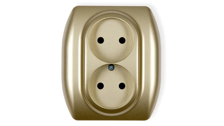 TREND Gniazdo podwójne b/u złoty 6GP-2p