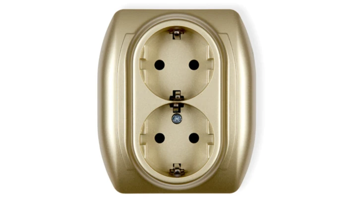 TREND Gniazdo podwójne z/u SCHUKO złoty 6GP-2sp