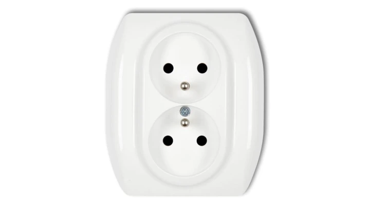 TREND Gniazdo podwójne z/u biały GP-2zp