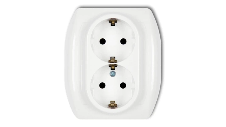 TREND Gniazdo podwójne z/u SCHUKO biały GP-2sp