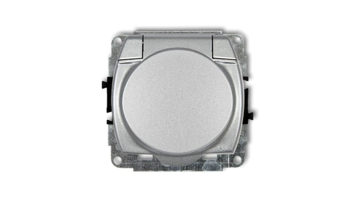 TREND Gniazdo bryzgoszczelne z/u SCHUKO (klapka srebrny metalik) srebrny metalik 7GPB-1sp