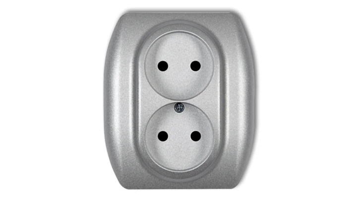 TREND Gniazdo podwójne b/u srebrny metalik 7GP-2p