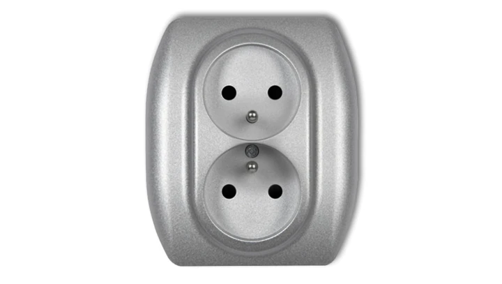 TREND Gniazdo podwójne z/u srebrny metalik 7GP-2zp