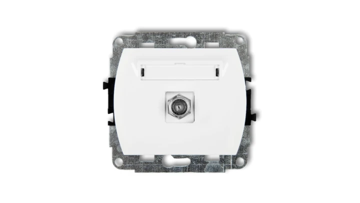 TREND Gniazdo antenowe pojedyncze typu F (SAT) pozłacany biały GF-1.1